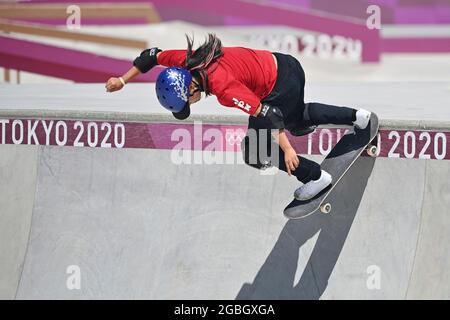 Tokyo, Japan. 04th Aug, 2021. Sakura YOSOZUMI (JPN), winner, winner, action. Skateboarding, Women`s Park, Skateboard, Women, Ariake Urban Sports Park on 08/04/2021. Olympic Summer Games 2020, from 23.07. - 08.08.2021 in Tokyo/Japan. Credit: dpa/Alamy Live News Stock Photo